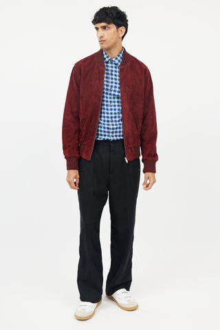 Sandro Burgundy Suede Bomber Jacket