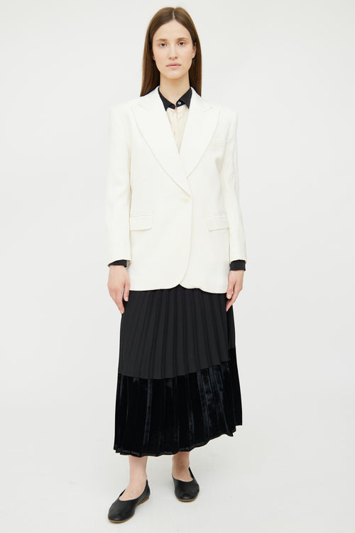 Sandro Cream Peak Lapel Oversized Blazer