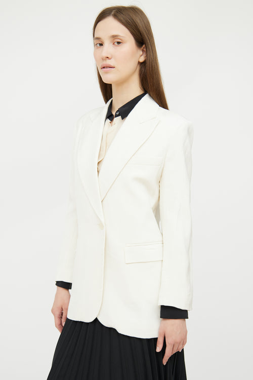 Sandro Cream Peak Lapel Oversized Blazer