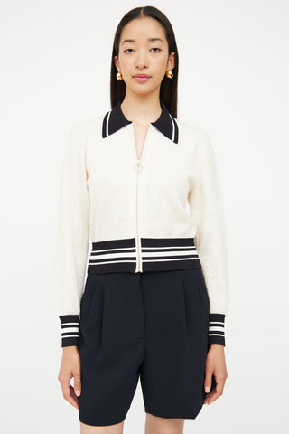 Sandro Cream 
Black Zip Cardigan