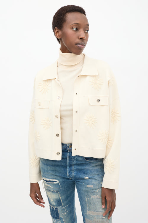 Cream Floral Embroidered Jacket