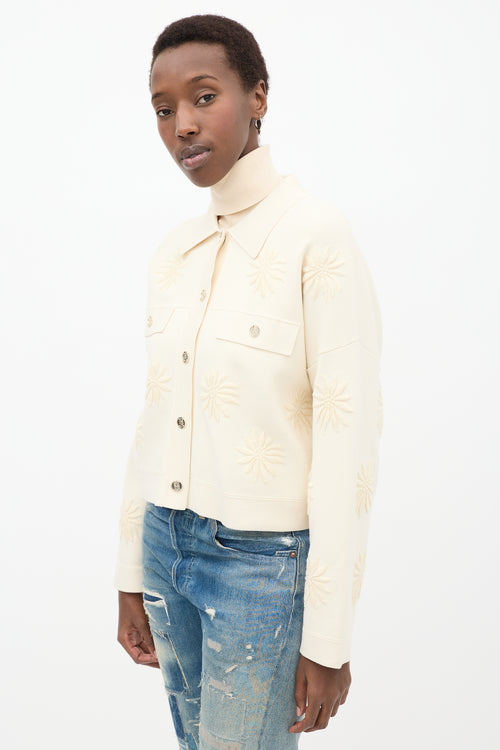 Cream Floral Embroidered Jacket