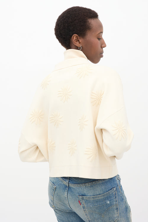 Cream Floral Embroidered Jacket