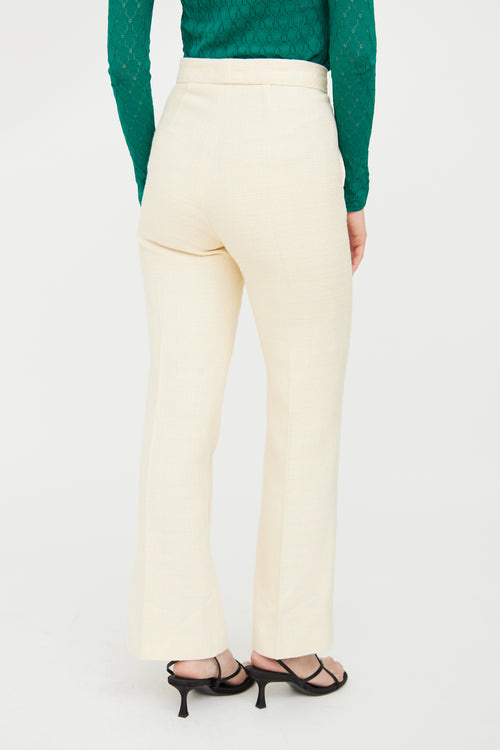 Sandro Cream Tweed Creased Trouser