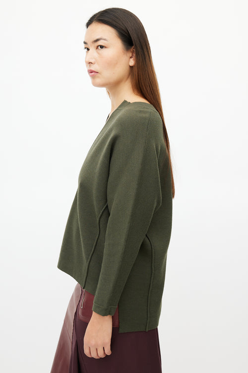 Sandro Green Knit V-Neck Sweater