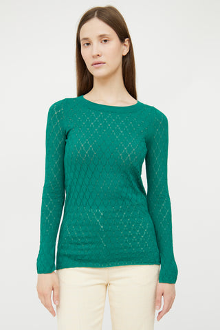 Green Fitted Textured Knit Top Sandro