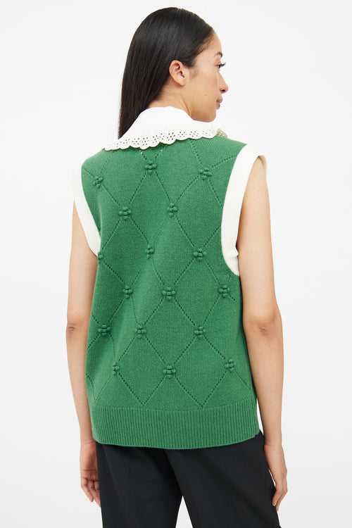 Sandro Green 
White Knit Detachable Collar Vest