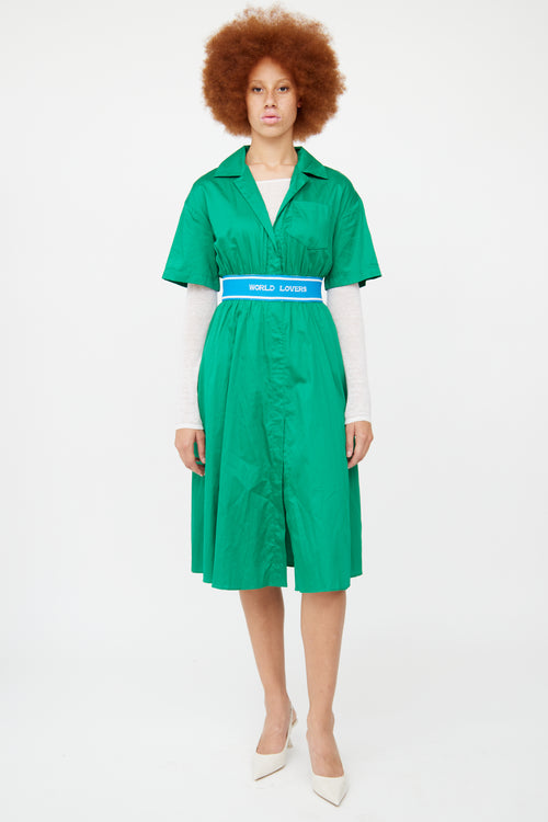 Sandro Blue World Lovers Shirt Dress