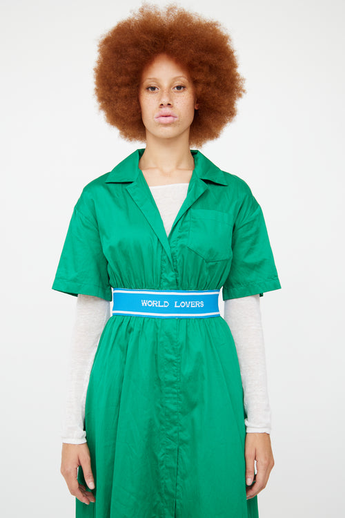 Sandro Blue World Lovers Shirt Dress