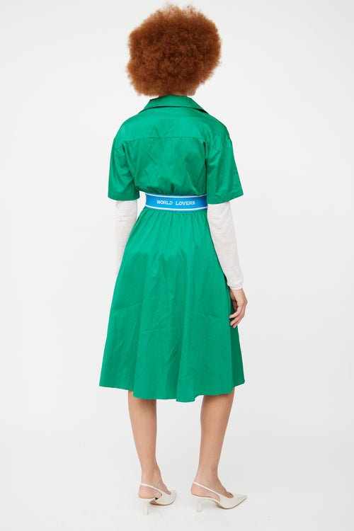 Sandro Blue World Lovers Shirt Dress