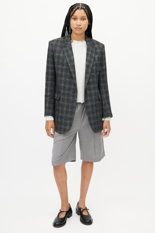 Sandro Grey 
Black Plaid Knit Blazer