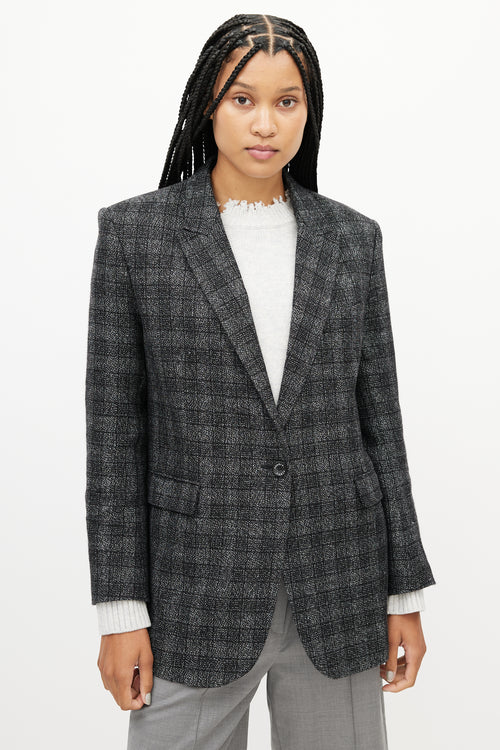 Sandro Grey 
Black Plaid Knit Blazer