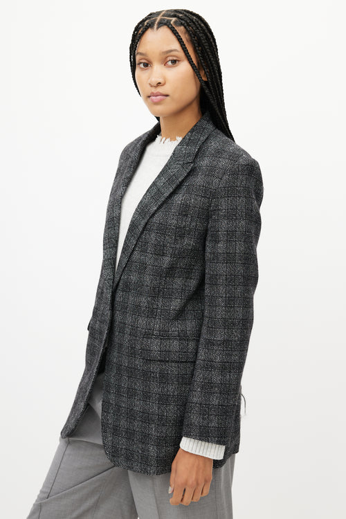 Sandro Grey 
Black Plaid Knit Blazer