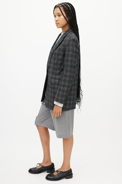 Sandro Grey 
Black Plaid Knit Blazer