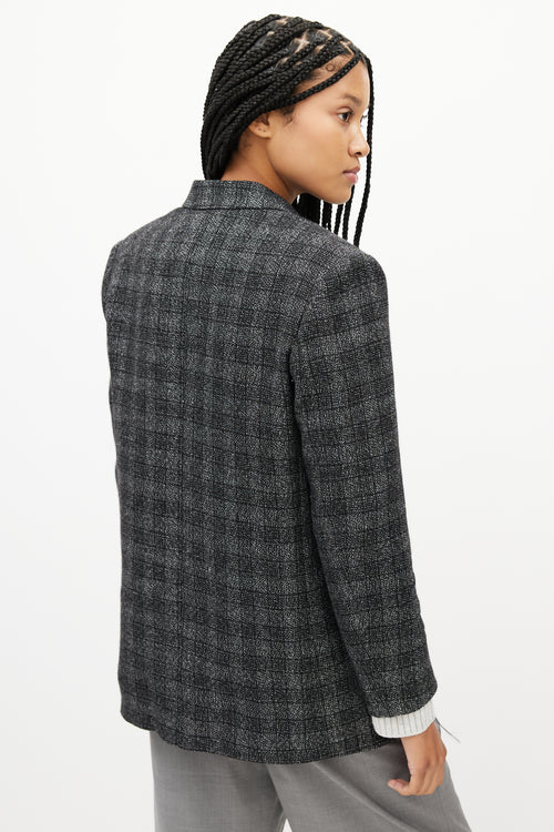 Sandro Grey 
Black Plaid Knit Blazer