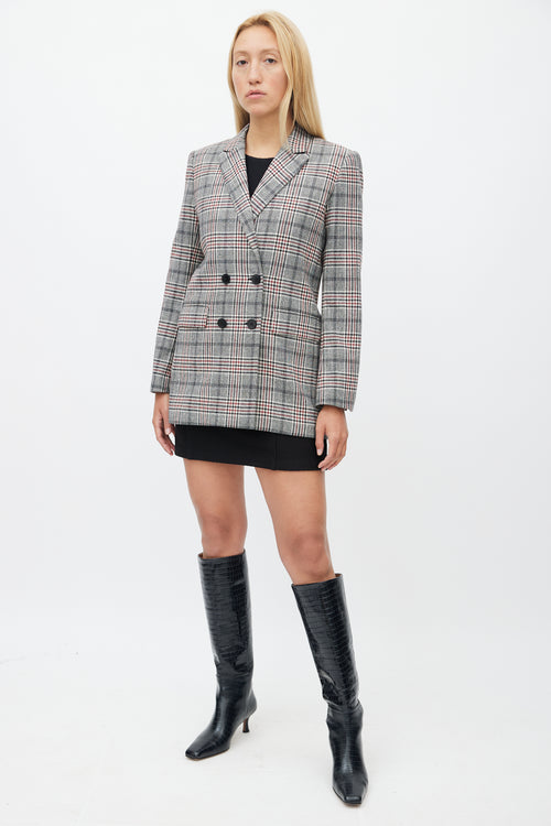 Sandro Grey 
Multicolour Wool Plaid Blazer