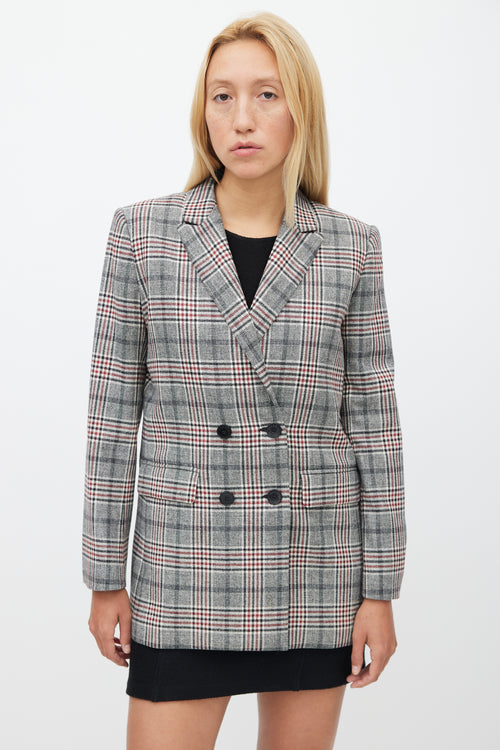 Sandro Grey 
Multicolour Wool Plaid Blazer