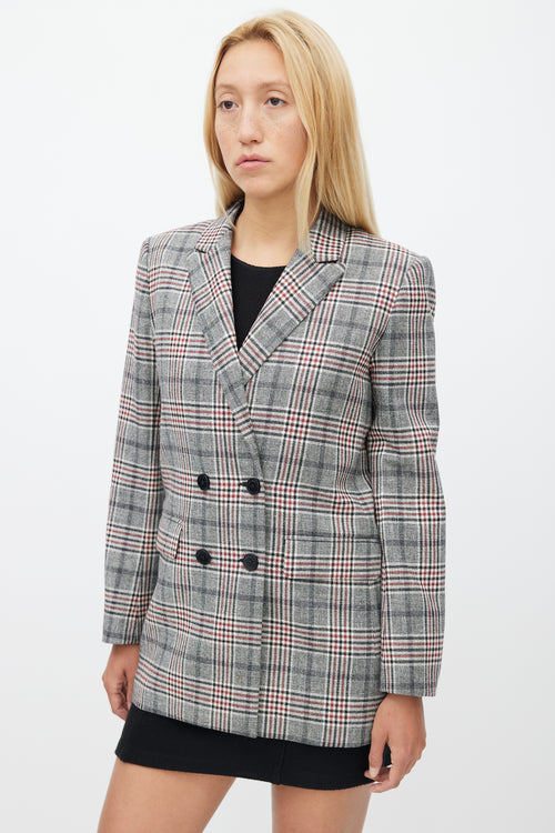 Sandro Grey 
Multicolour Wool Plaid Blazer