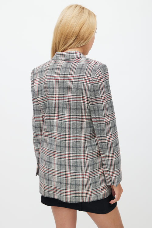 Sandro Grey 
Multicolour Wool Plaid Blazer