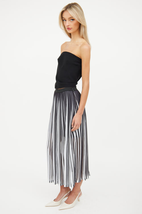 Sandro Black 
White Pleated Midi Skirt