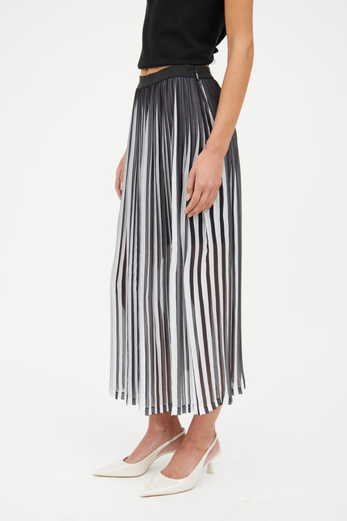 Sandro Black 
White Pleated Midi Skirt