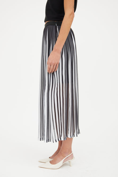 Sandro Black 
White Pleated Midi Skirt