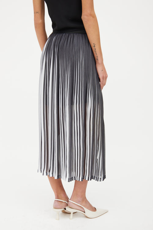 Sandro Black 
White Pleated Midi Skirt