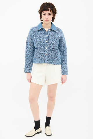 Sandro Jeny Tweed Denim Collar Jacket