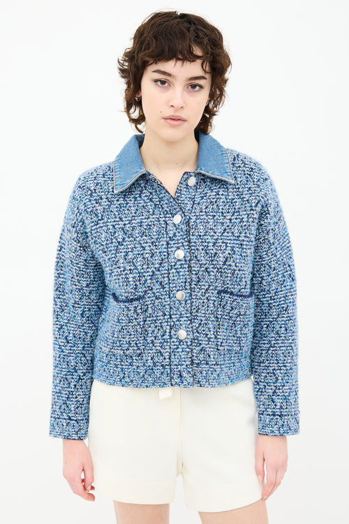 Sandro Jeny Tweed Denim Collar Jacket