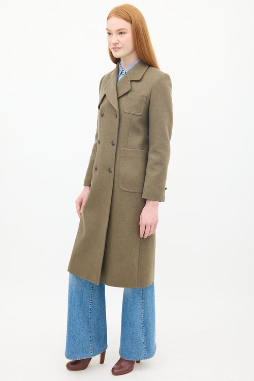 Sandro Khaki Green Wool Joshua Double Breasted Coat