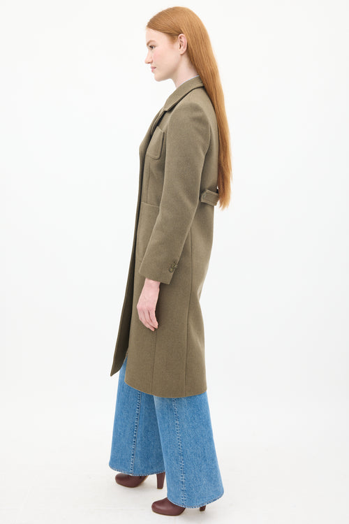 Sandro Khaki Green Wool Joshua Double Breasted Coat