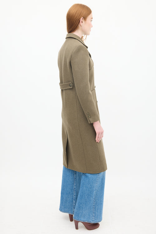 Sandro Khaki Green Wool Joshua Double Breasted Coat