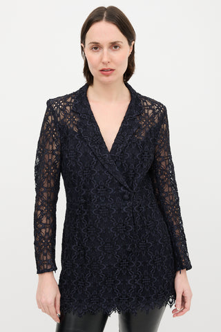 Sandro Lace Double Breasted Blazer