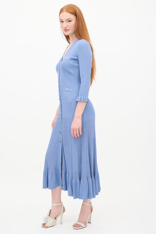 Sandro Blue Knit Buttoned Dress