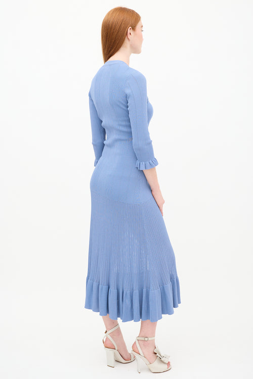 Sandro Blue Knit Buttoned Dress