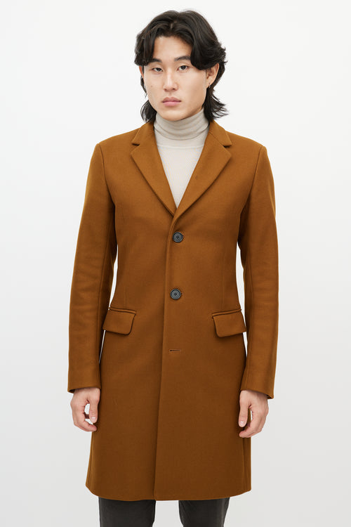 Sandro Light Brown Wool Mid Length Coat