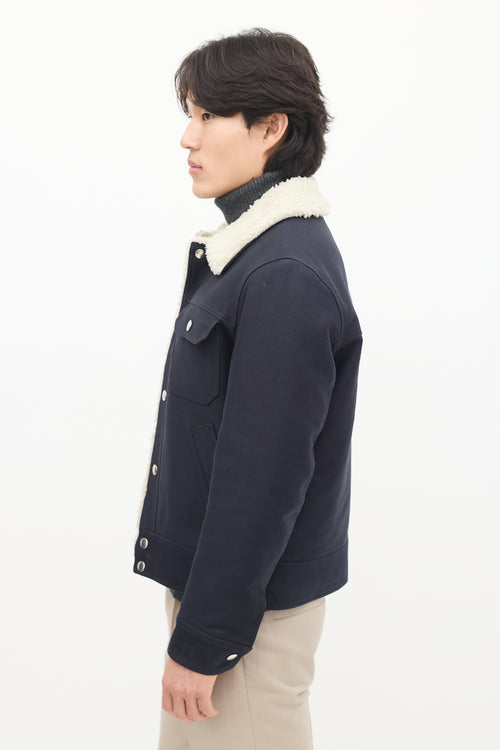 Sandro Navy 
Cream Sherpa Lined Jacket