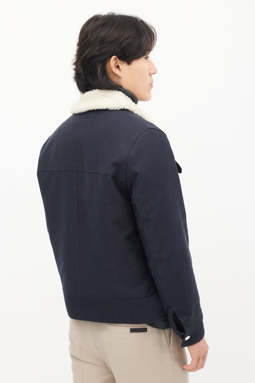 Sandro Navy 
Cream Sherpa Lined Jacket