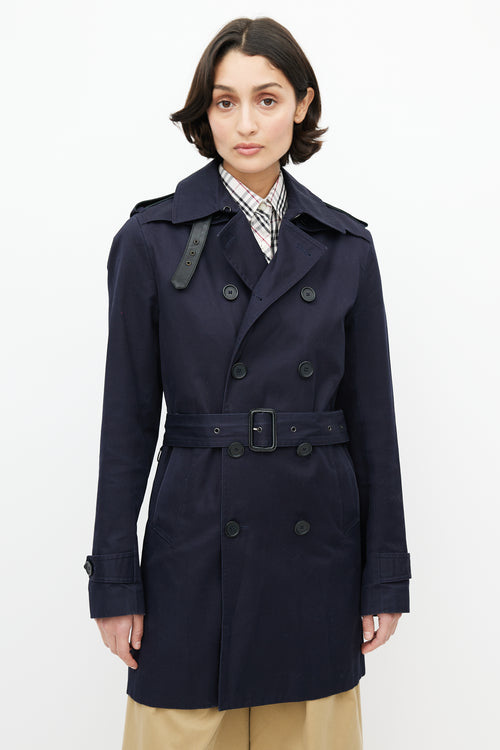 Sandro Navy Double Breasted Trench Coat