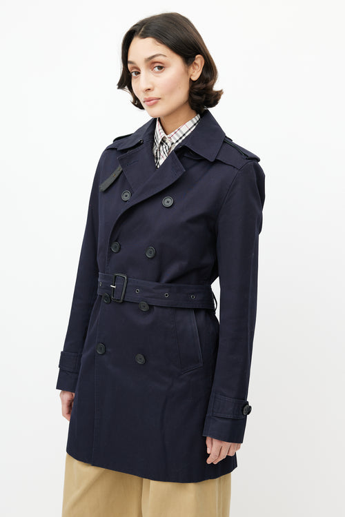 Sandro Navy Double Breasted Trench Coat