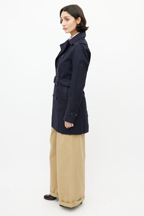 Sandro Navy Double Breasted Trench Coat