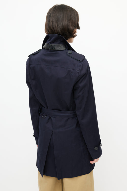 Sandro Navy Double Breasted Trench Coat