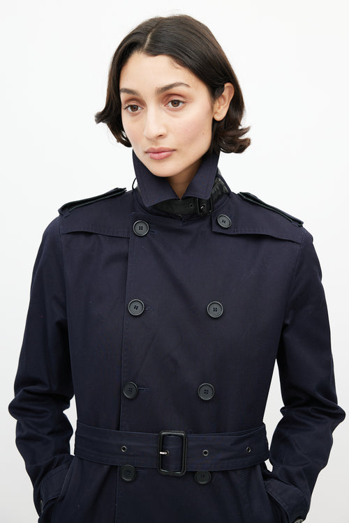 Sandro Navy Double Breasted Trench Coat