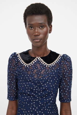 Sandro Navy Embellished Constellation Dress