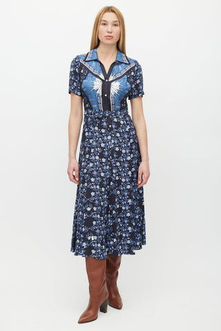 Sandro Navy 
Multicolour Floral Belted Dress