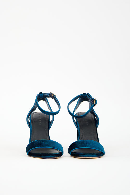 Sandro Navy Velvet Strap Sandal