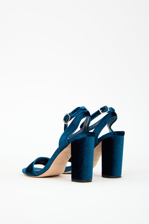 Sandro Navy Velvet Strap Sandal