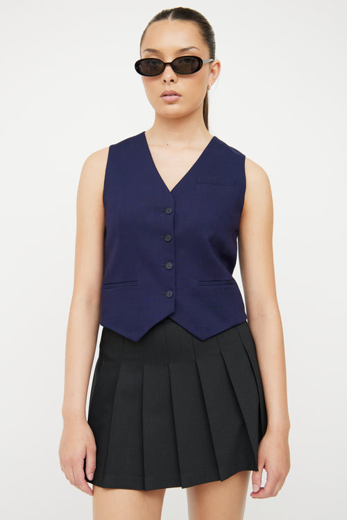 Sandro Navy 
Black Button Vest