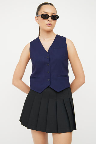 Sandro Navy 
Black Button Vest