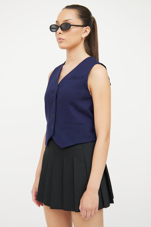 Sandro Navy 
Black Button Vest